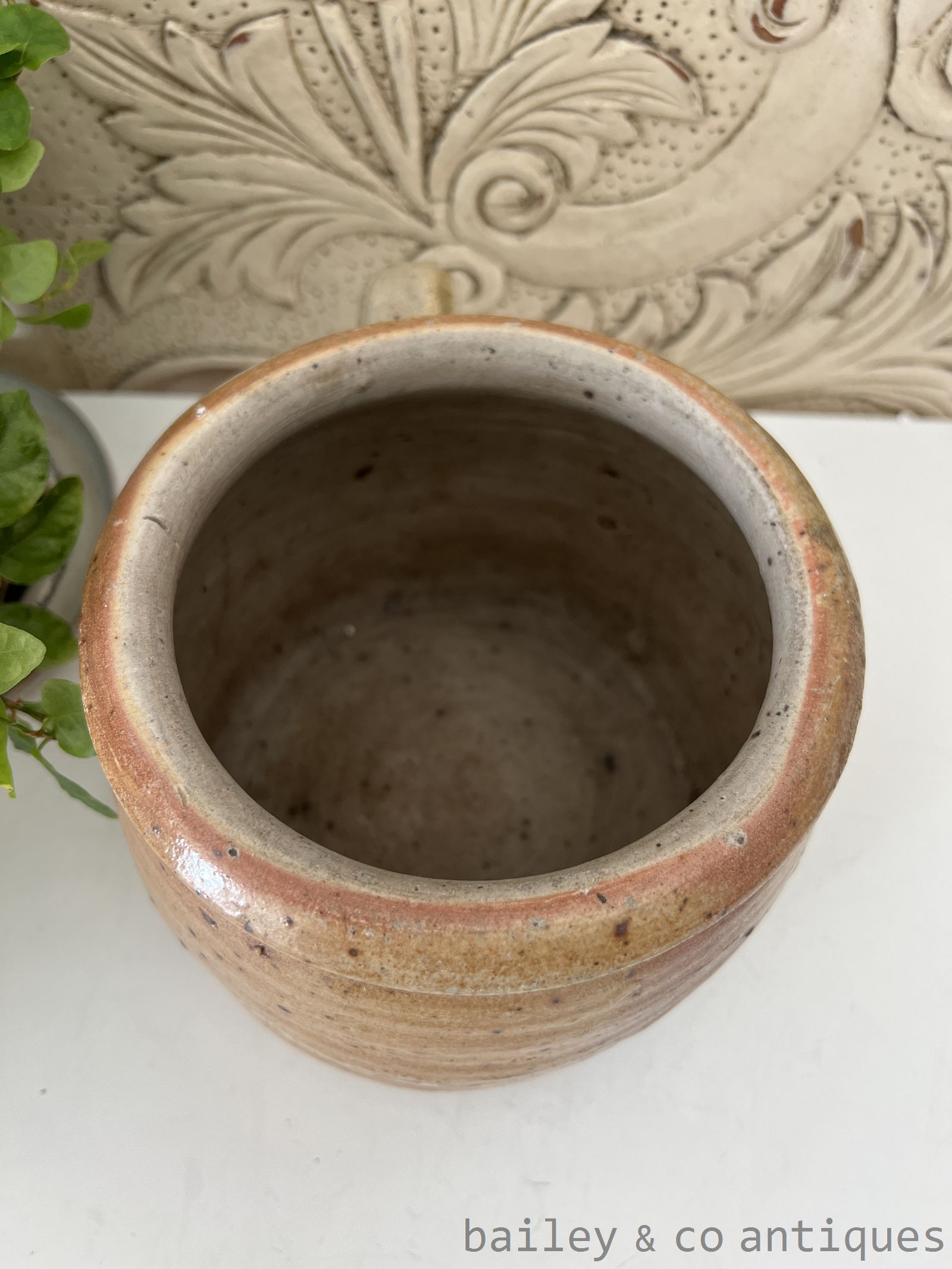 Antique French Rare Earthenware Stoneware Confit Pot - B0772   detail 05